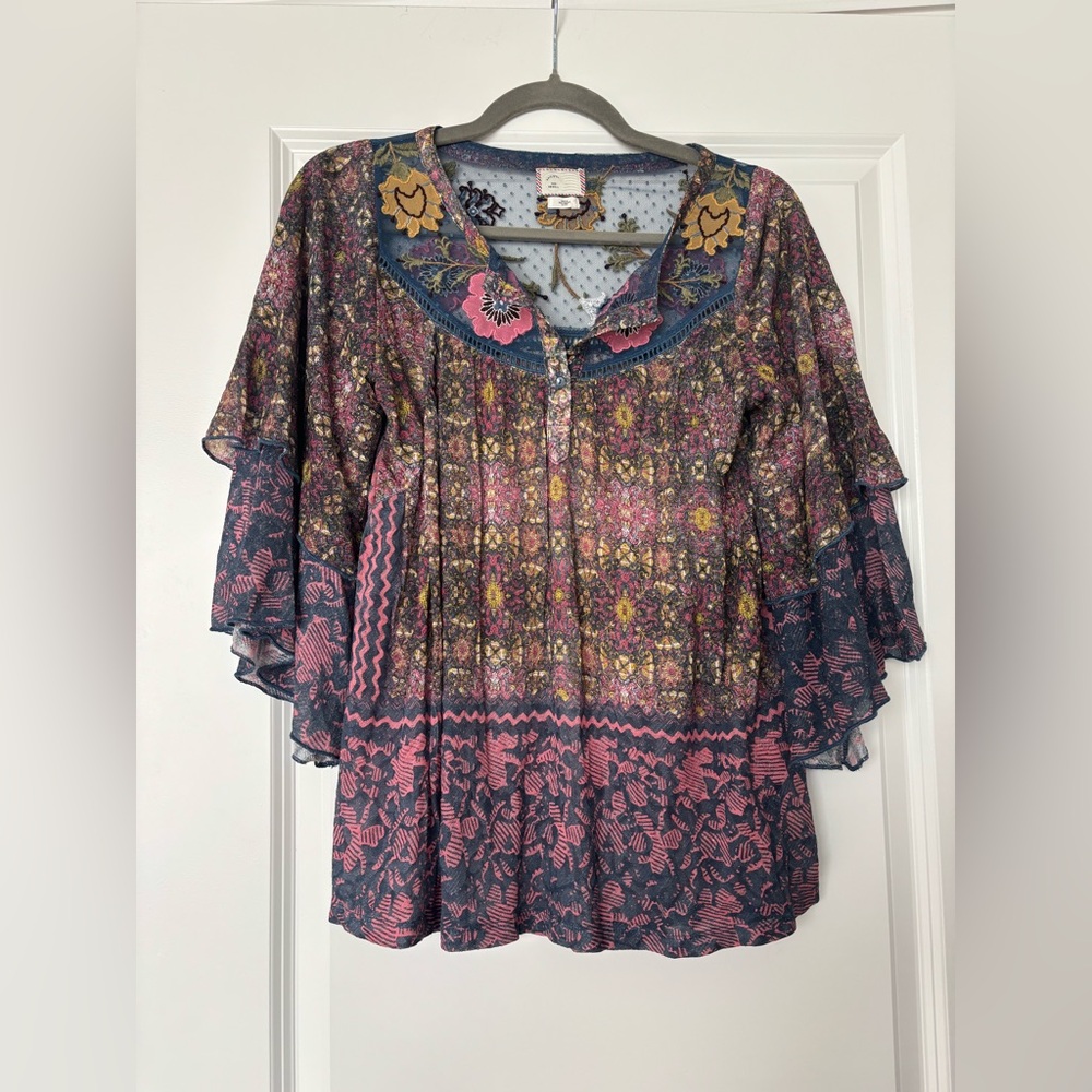 Postmark‎ Anthropologie Floral Ciutadella Top X-Small
